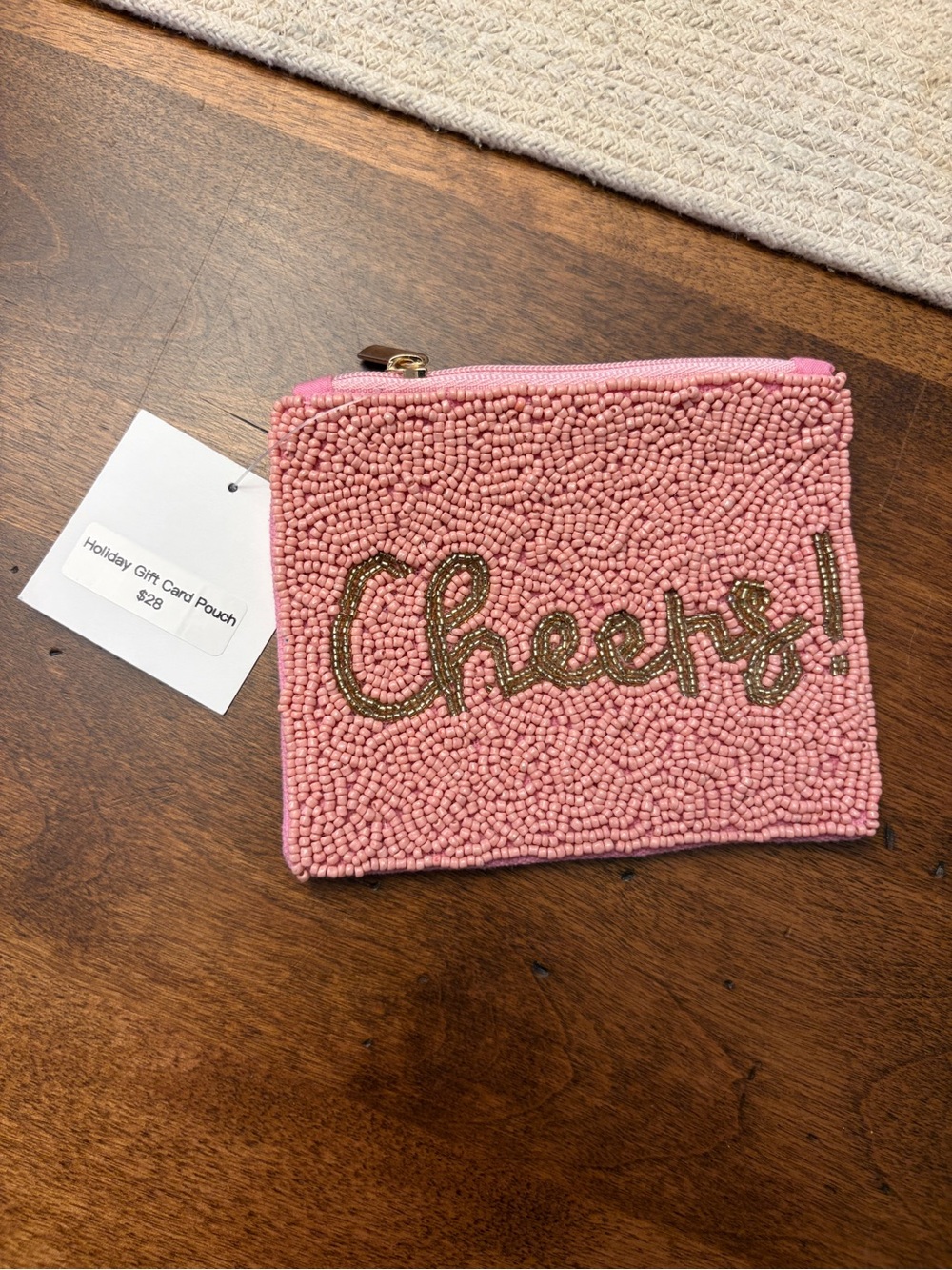 Cheers! Pink Beaded Zip Pouch